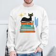 Cat And Books Retro Midcentury Mid Century Aesthetic Sweatshirt Gifts for Old Men