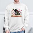 Cat Kitten Wildflower Book Pet Owner Librarian Sweatshirt Gifts for Old Men
