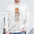 Cat Sits On Books Reading Reading Book Lover Sweatshirt Gifts for Old Men