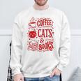 Coffee Cats And Books Lover Reading Sweatshirt Gifts for Old Men
