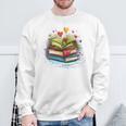 Colorful Books Love Books Watercolor Booklover Performance Sweatshirt Gifts for Old Men
