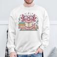 Cute Axolotl Reading Books Cozy Bookworm Fantasy Art Premium Tri-Blend Sweatshirt Gifts for Old Men