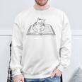 Cute Cat Reading Book Literature Kitty Sweatshirt Gifts for Old Men