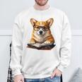 Cute Dog Corgi Reading Book Sweatshirt Gifts for Old Men