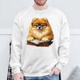 Cute Dog Pomeranian Reading Book Premium Tri-Blend Sweatshirt Gifts for Old Men
