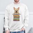 Cute French Bulldog Reading On Pile Of Books Sweatshirt Gifts for Old Men Cute French Bulldog Reading On Pile Of Books Sweatshirt Gifts for Old Men