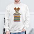 Cute Jack Russel Dog Reading On Pile Of Books Premium Tri-Blend Sweatshirt Gifts for Old Men