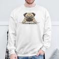 Cute Pug Dog Reading Book Love To Read Sweatshirt Gifts for Old Men