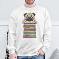 Cute Pug Dog Reading Book On Pile Of Books Sweatshirt Gifts for Old Men Cute Pug Dog Reading Book On Pile Of Books Sweatshirt Gifts for Old Men