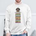 Cute Wiener Dog Dachshund Reading On Pile Of Books Sweatshirt Gifts for Old Men