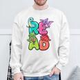 Dinosaur Read Book Lover Dino Reading Kids Premium Tri-Blend Sweatshirt Gifts for Old Men