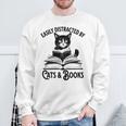 Easily Distracted By Cats And Books Book And Cat Lover Premium Tri-Blend Sweatshirt Gifts for Old Men