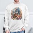 Fantasy Dragon Books Floral Boho Bookworm Sweatshirt Gifts for Old Men