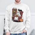 Ghost With Bookshelf Halloween Bookish Premium Tri-Blend Sweatshirt Gifts for Old Men