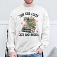 This Girl Loves Cats And Books Cat Watercolor Sweatshirt Gifts for Old Men