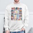 Just A Girl Who Loves Books Bookshelf Female Book Lovers Sweatshirt Gifts for Old Men