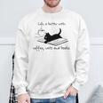 Life Is Better With Books Cats And Coffee Sweatshirt Gifts for Old Men