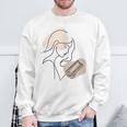 Line Art Abstract Minimalist Minimal For Book Lover Women Sweatshirt Gifts for Old Men