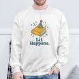 Lit Happens Book Party Hat Confetti Literary Pun Sweatshirt Gifts for Old Men