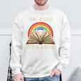 Take A Look It In A Book Retro Rainbow Reading Teacher Sweatshirt Gifts for Old Men