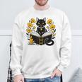 Mystic Cat With Spell Book Candle Flowers Witchcore Men Women Kids Sweatshirt Gifts for Old Men
