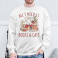 All I Need Is Books And Cats Valentines Day Reading Bookworm Sweatshirt Gifts for Old Men