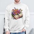 Open Book With Colorful Flowers For Readers Sweatshirt Gifts for Old Men