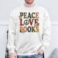 Peace Love Books Librarian Teacher Life Book Library Sweatshirt Gifts for Old Men