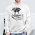 Raven Crow Book Aesthetic Dark Academia Bookworm Sweatshirt Gifts for Old Men