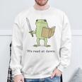 We Read At Dawn Bookish Frog Reading Sweatshirt Gifts for Old Men