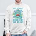 Reading Books Easily Distracted By Dragons And Books Sweatshirt Gifts for Old Men