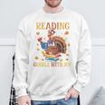 Reading Makes Me Gobble With Joy Turkey Reading Book L Sweatshirt Gifts for Old Men