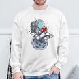 Reading Read Books Reader Nerd Cartoon Astronaut Moon Sweatshirt Gifts for Old Men