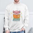 Readsalot Axolotl Reading Kids Book Lover Librarian Premium Tri-Blend Sweatshirt Gifts for Old Men