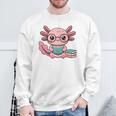 Readsalotl Axolotl Reading Cute Book Lover Bookworm Premium Tri-Blend Sweatshirt Gifts for Old Men