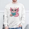 Readsolotl Kawaii Axolotl Reading Book Lover Sweatshirt Gifts for Old Men