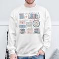 Retro Bookish Love Collage Book Lover Librarian Scrapbook Sweatshirt Gifts for Old Men