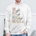 Sip Coffee Pet Cats Read Books Repeat Book Cat Lover Sweatshirt Gifts for Old Men