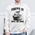 Skeleton Reading Book With Coffee Sweatshirt Gifts for Old Men