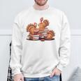 Turkey Reading Books Fall Thanksgiving Teacher Book Lovers Sweatshirt Gifts for Old Men