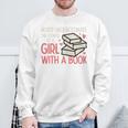 Never Underestimate Power Of Girl With Book Bookworm Women Sweatshirt Gifts for Old Men