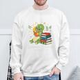 Unearth a Story Triceratops Dinosaur Reading Books Cute Dino Premium Tri-Blend Sweatshirt Gifts for Old Men