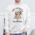 Vintage Easily Distracted By Dogs And Books Puppy Art Lover Sweatshirt Gifts for Old Men