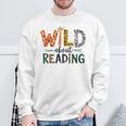 Wild About Reading Library Day Reading Books And Bookworm Sweatshirt Gifts for Old Men