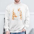 Witchy Creepy Goth Cat Skull Flames Occult Magic Books Comfort Colors Crop Top Sweatshirt Gifts for Old Men