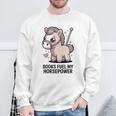 Women's Books Fuel My Horsepower Cute Reading Pony Sweatshirt Gifts for Old Men