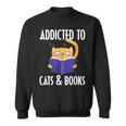 Addicted To Cats And Books Orange Tabby Cat Men Women Kids Sweatshirt