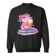 Axolotl With Strawberry Matcha And Books Sweatshirt