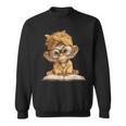 Baby Monkey Open Book Reading Animal Lover Graphic Portrait Sweatshirt