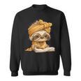 Baby Sloth Open Book Reading Animal Lover Graphic Portrait Sweatshirt